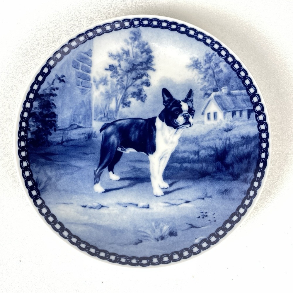 Tove Svendsen Original Hunde Platte Boston Terrier Plate Made In Denmark 7 3/4"